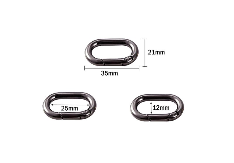 Bobeey 4pcs Carabiner Metal Spring Key Ring,Spring Snap Hooks Clip,Spring Keyring Buckle,Oval ring for bags,purses BBC39(Black Gun) - Image 4